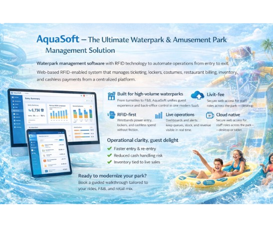 AquaSoft waterpark management dashboard preview
